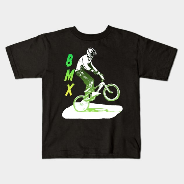 bmx racer Kids T-Shirt by rickylabellevie